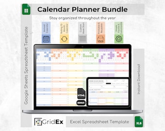 2027 Yearly Calendar Planner Bundle | Excel, Google Sheets & Interactive HTML Viewer