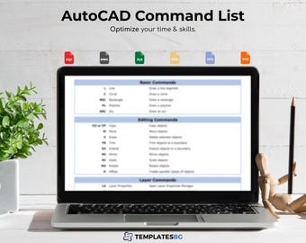 Plantilla imprimible de hoja de trucos de AutoCAD / Plantilla de AutoCAD / Plantilla de arquitecto / Dibujo de AutoCAD / Estudiante de arquitectura / Ingeniero civil