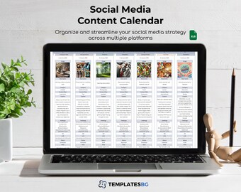 Social Media Content Calendar: Monthly Excel Template (Digital Download)