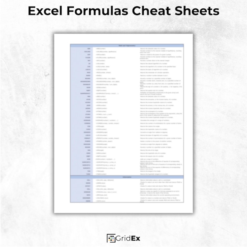 A detailed page with formulas, their syntax, examples, and explanations for efficient spreadsheet work.