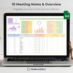 Meeting Minutes Template: Excel Spreadsheet with Dashboard (Digital Download)