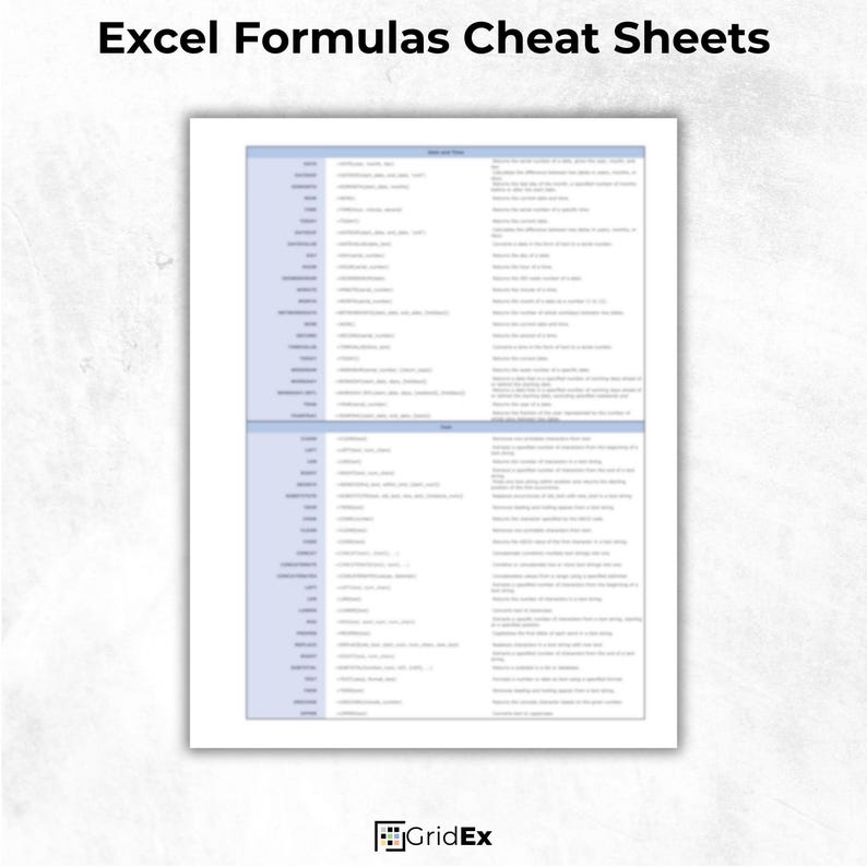 A detailed page with formulas, their syntax, examples, and explanations for efficient spreadsheet work.