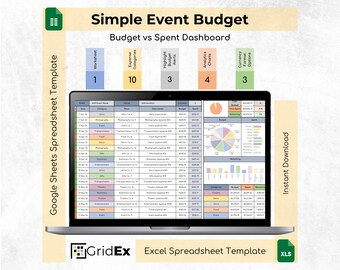 Simple Event Budget Spreadsheet Excel Google Sheets Expense Tracker Dashboard Template