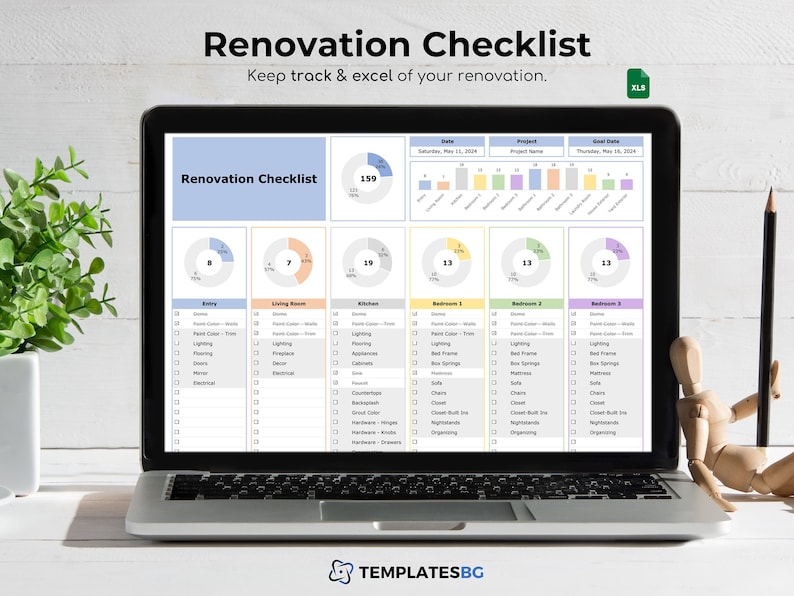 Home Renovation Excel Checklist: Remodel Planner Spreadsheet (digital ...