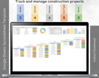 Construction Project Tracker: Excel & Google Sheets Template (Digital Download)