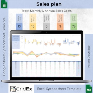 Sales Plan Excel Template: Monthly & Annual Business Planner (Digital Download)