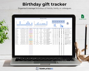 Birthday Tracker Google Sheets Template: Gift Planner, Birthday Checklist (Digital)