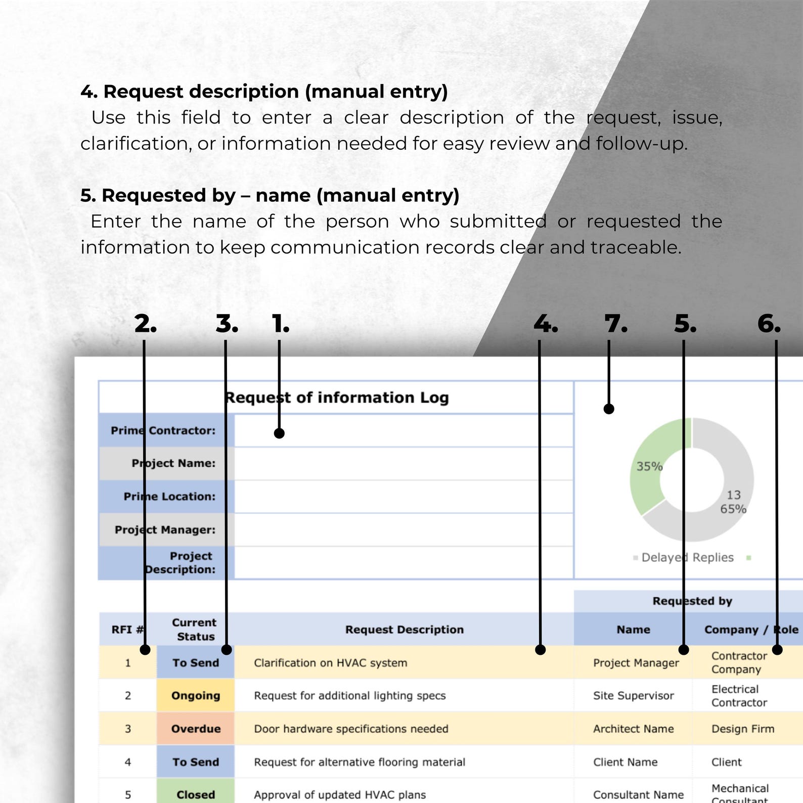 Basic Rfi Tracker RFI Log Spreadsheet Excel Google Sheets Request Tracker Deadline ...