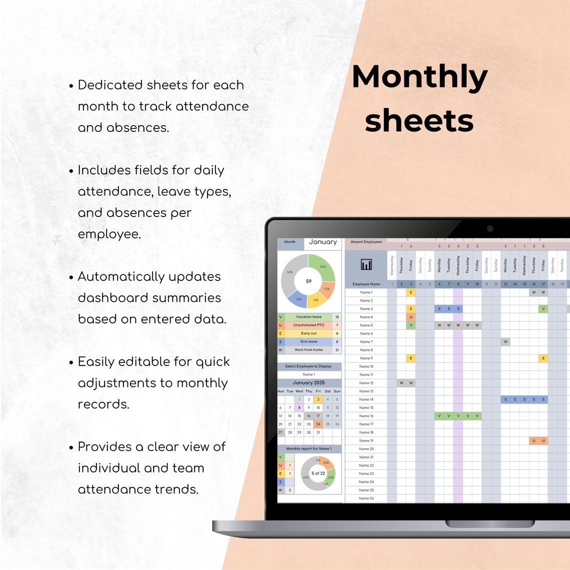 Employee Leave Tracker Template | Excel Spreadsheet & Google Sheets ...