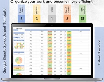 Project Tracker Spreadsheet | Kanban Board + Gantt Chart | Excel & Google Sheets | Timeline Planner Template