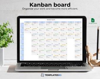 Kanban Board Google Sheets: Project & Task Management (Digital Download)