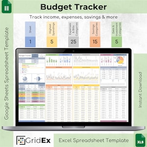 Budget Tracker Spreadsheet: Excel & Google Sheets Finance Dashboard (Digital Download