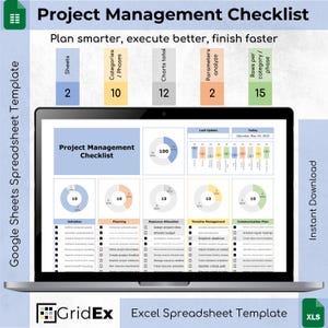 Lista di controllo per la gestione dei progetti: modello Excel, strumento di monitoraggio delle attività (download digitale)