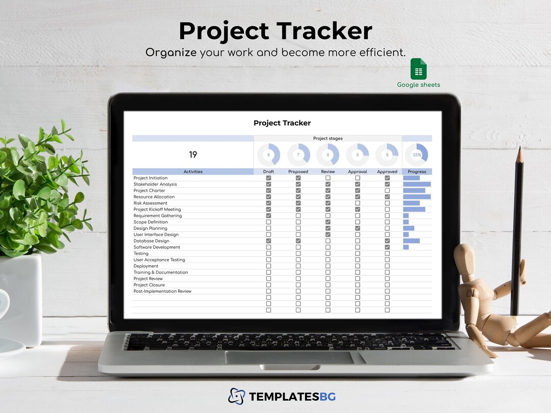 Project Tracker Google Sheets: Task Management Template (digital ...