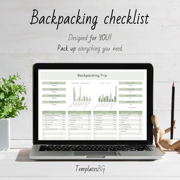 Backpacking checklist: Your Digital Checklist, Packing Tracker and Vacation Planner as an Excel spreadsheet for Unforgettable Adventures