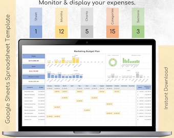 Marketingbudget Excel-Vorlage: Expense Tracker (Digitaler Download)