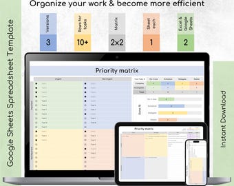 Eisenhower Matrix Spreadsheet: Priority Task Tracker (Excel & Google Sheets)