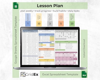 Spreadsheetsjabloon lesplan (Excel + Google Spreadsheets)