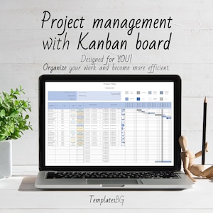 Project Management Excel Spreadsheet: Gantt Chart, Kanban Board (Digital Download)