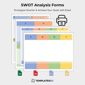SWOT Analysis Chart: Printable Business Strategy Template (PDF, Excel)
