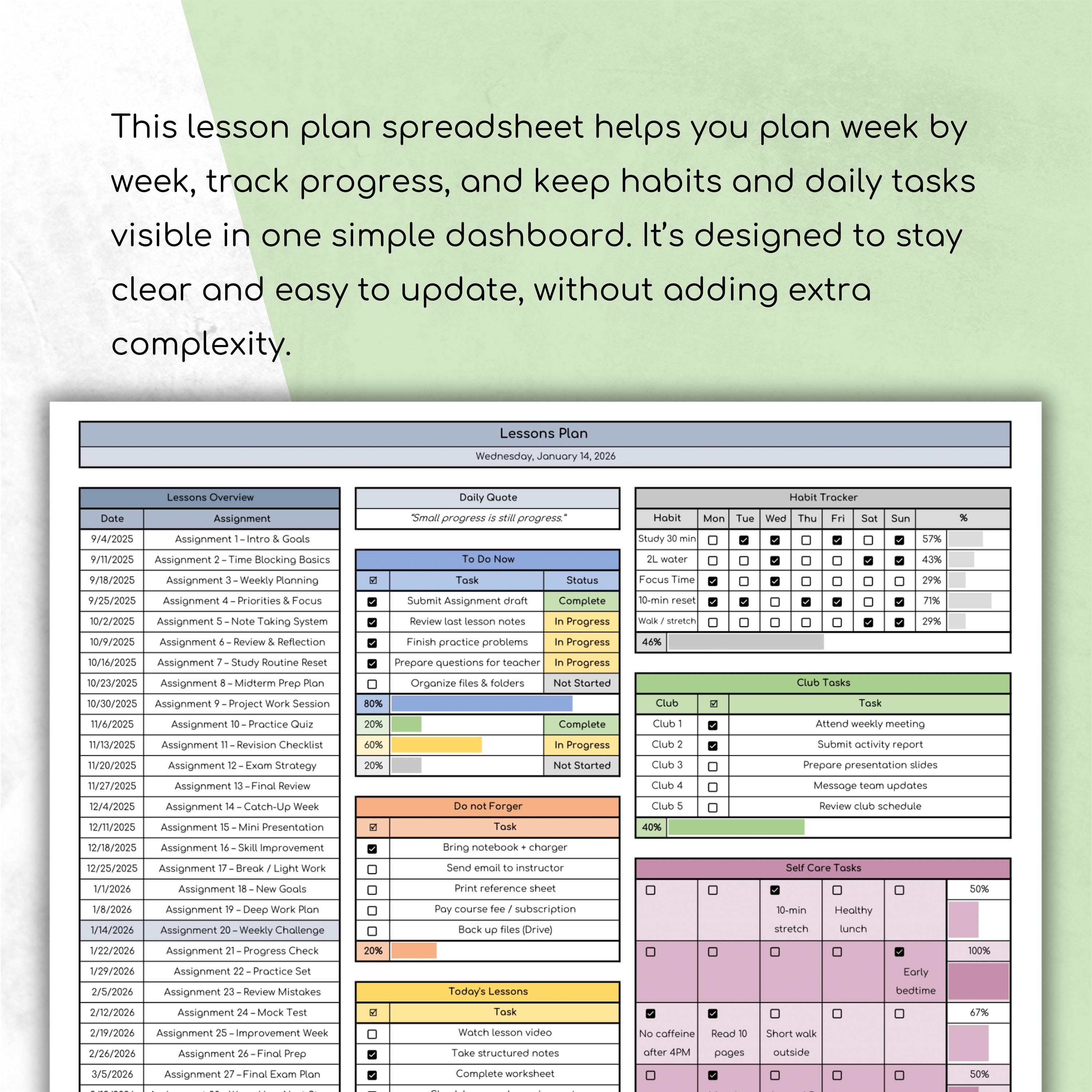 Lesson Plan Spreadsheet Template (excel + Google Sheets) - Etsy