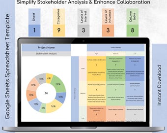 Stakeholder Management Spreadsheet Template | Project Coordination Tool for Engineers, Managers & Business Leaders | Digital Download
