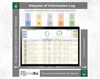 RFI Log Spreadsheet Excel Google Sheets Request Tracker Deadline Response Dashboard Template