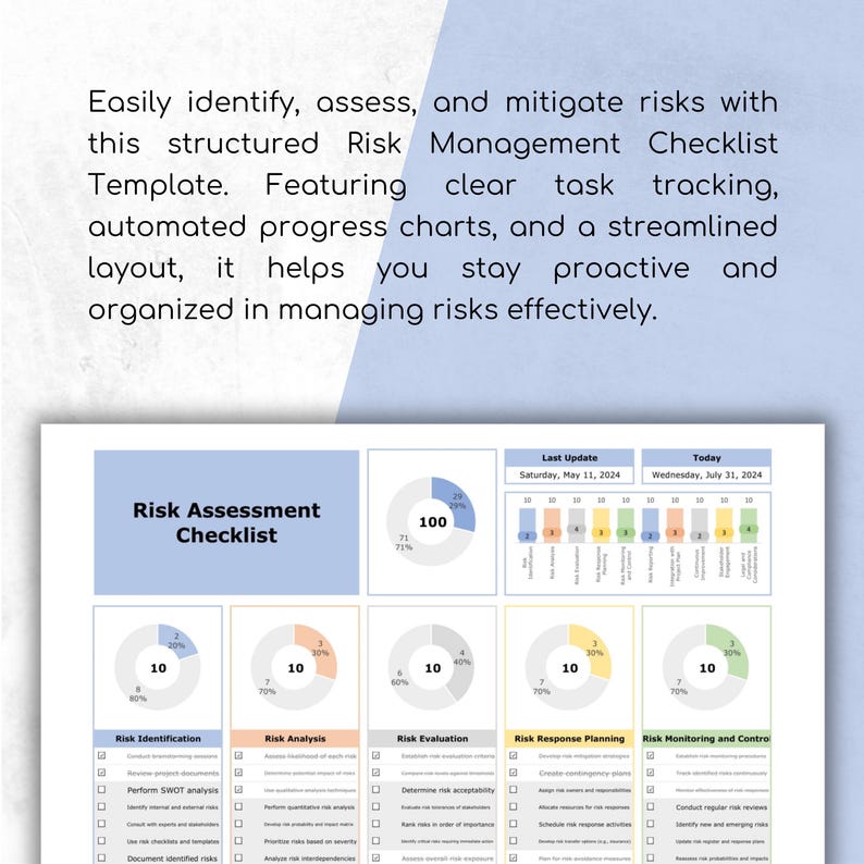 Risk Management Checklist Template | Excel & Google Sheets | Project ...