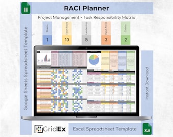 RACI Matrix Google Sheets: Project Management Task Tracker (Digital Download)
