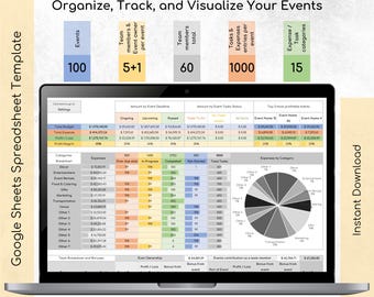 Modèle de planificateur de budget d'événement | Feuilles Excel et Google (téléchargement numérique)