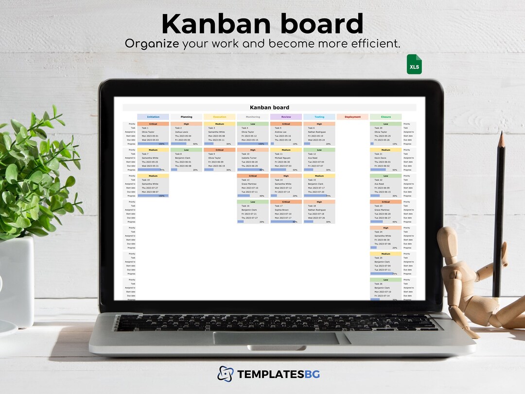 Kanban Board Excel Spreadsheet: Project Management & Task Management ...
