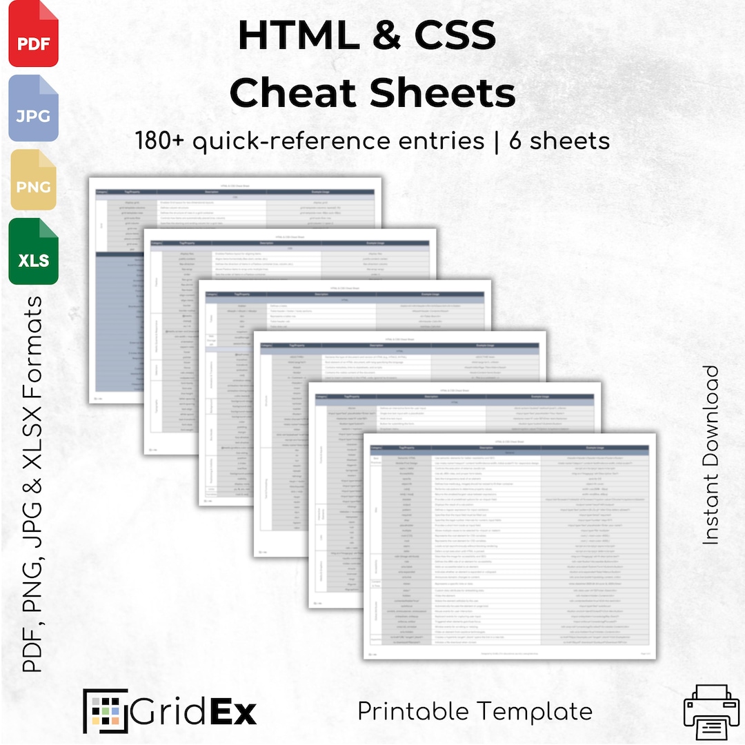 HTML & CSS Cheat Sheet Printable – Web Developer Reference Guide ...