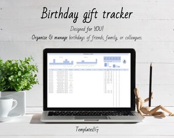 Budget de cadeau d'anniversaire Excel Tracker : modèle de feuille de calcul (téléchargement numérique)