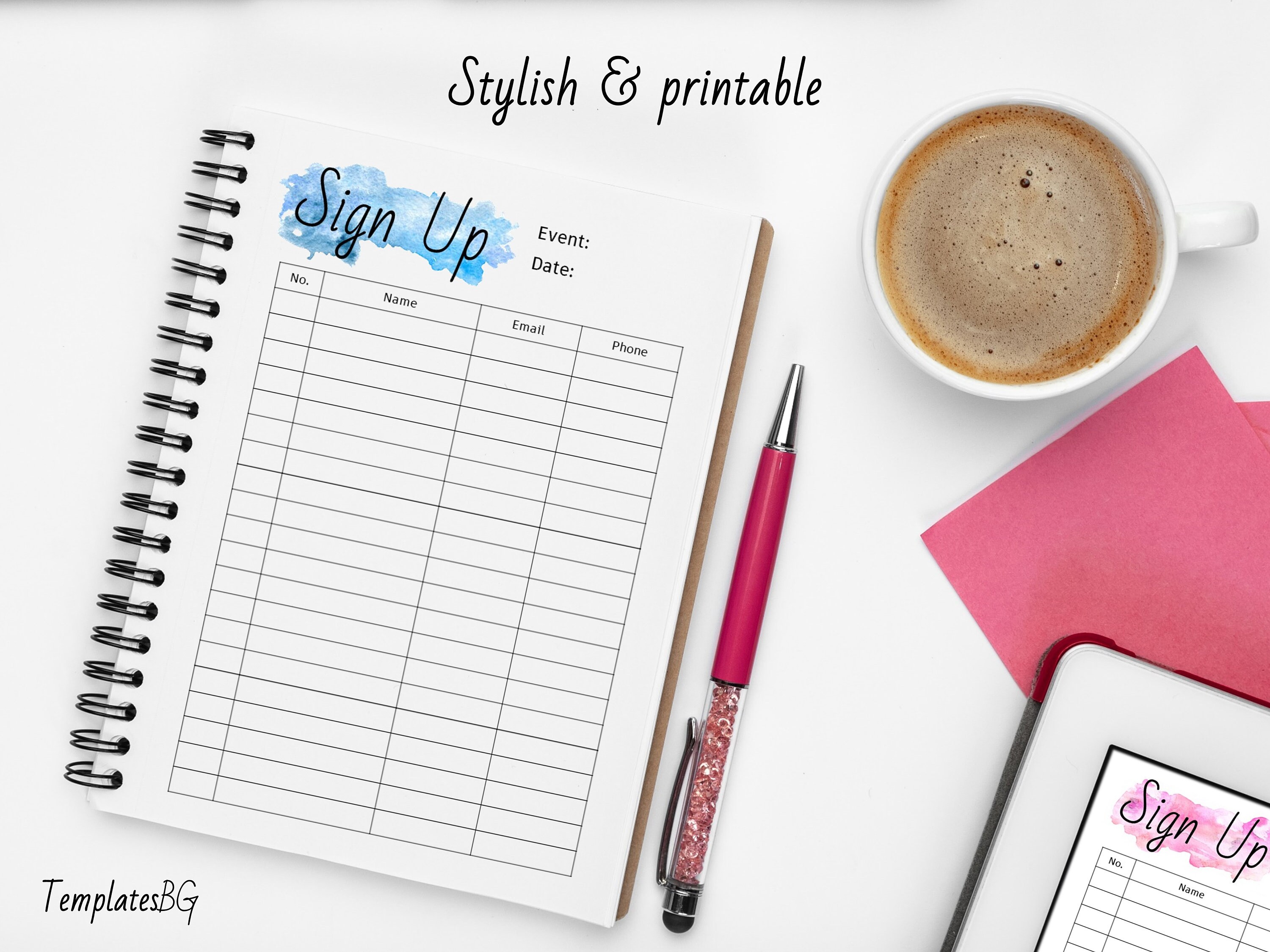 Printable Sign up Sheet Template, Events, Parties (PDF, PNG, JPG ...
