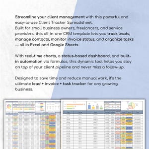 Client Tracker Spreadsheet | CRM Dashboard for Client & Lead Management ...