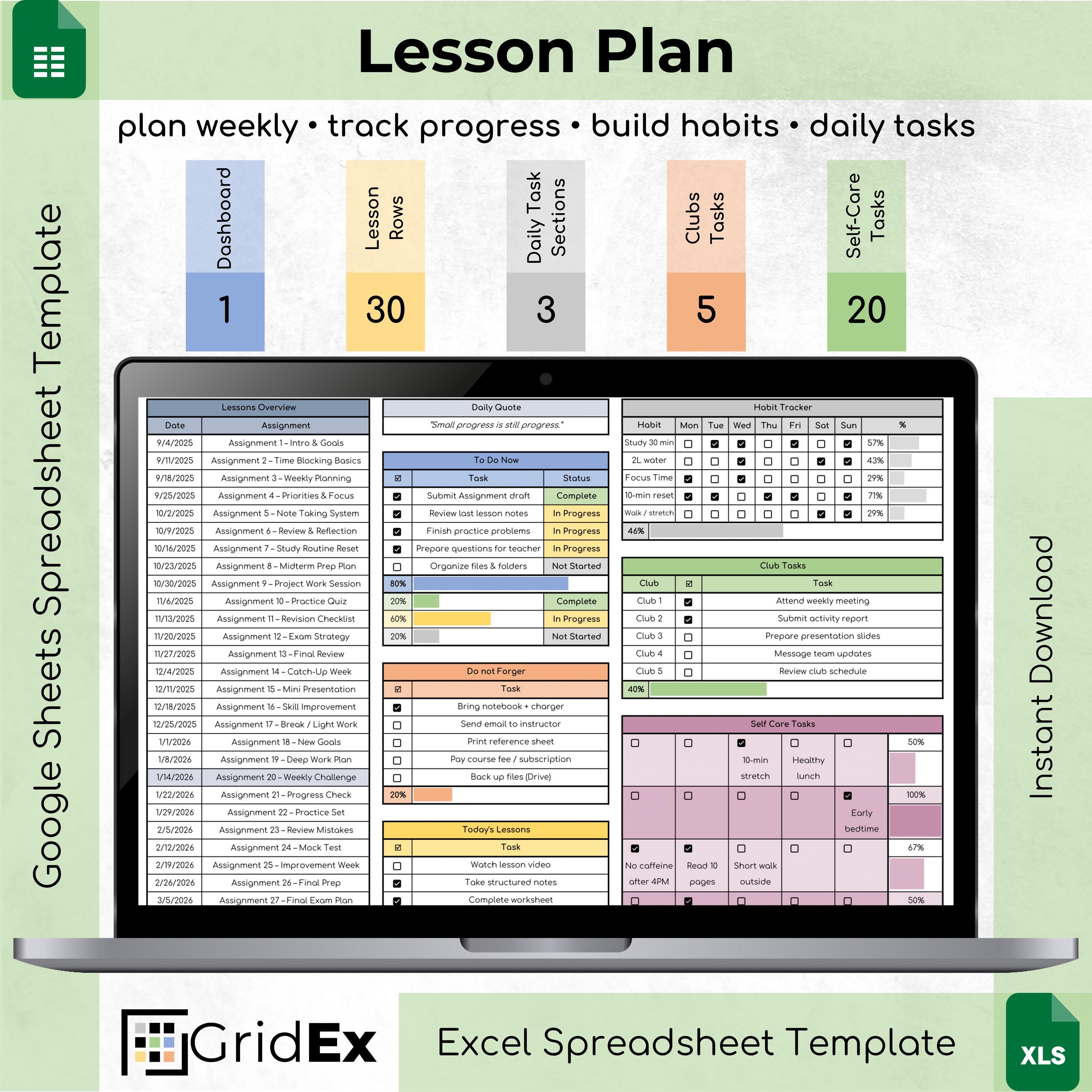 Lesson Plan Spreadsheet Template (excel + Google Sheets) - Etsy