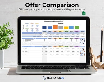 Vendor Price Comparison Excel Spreadsheet: Offer Summary Tracker (Digital Download)