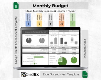 Monthly Budget Spreadsheet Template Excel Google Sheets Income Expense Tracker Dashboard