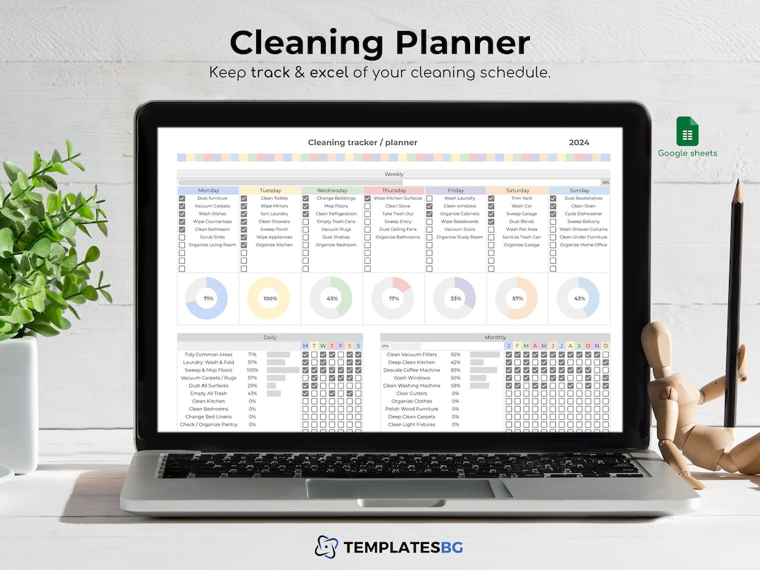 Cleaning Checklist Google Sheets Spreadsheet Template: Cleaning ...