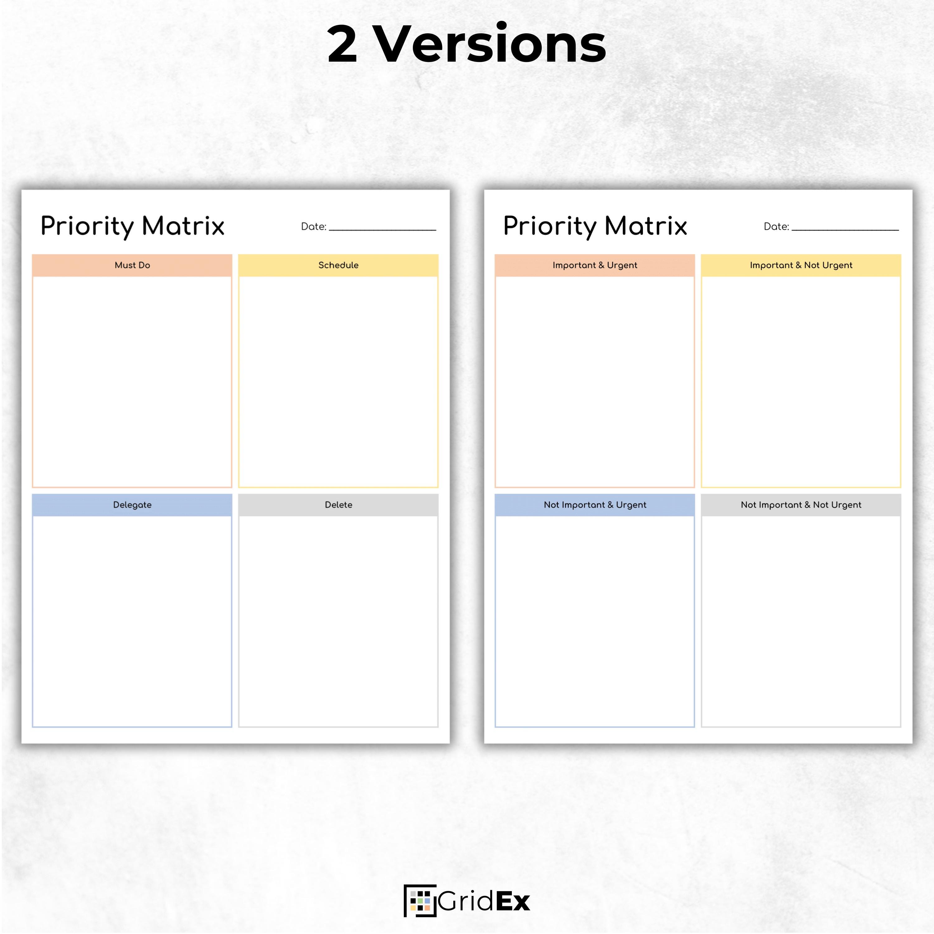 Priority Matrix Template | Eisenhower Decision Matrix | Excel ...