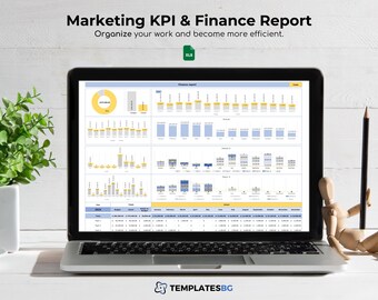 Marketing KPI Excel Template: Financial Report & ROI Dashboard (Digital Download)