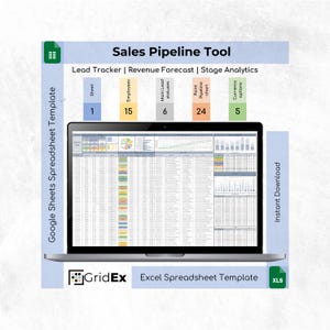 Sales Pipeline & Revenue Forecast Template (Excel + Google Sheets) | Digital Download