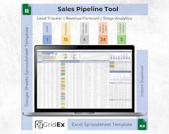 Sales Pipeline & Revenue Forecast Template (Excel + Google Sheets) | Digital Download