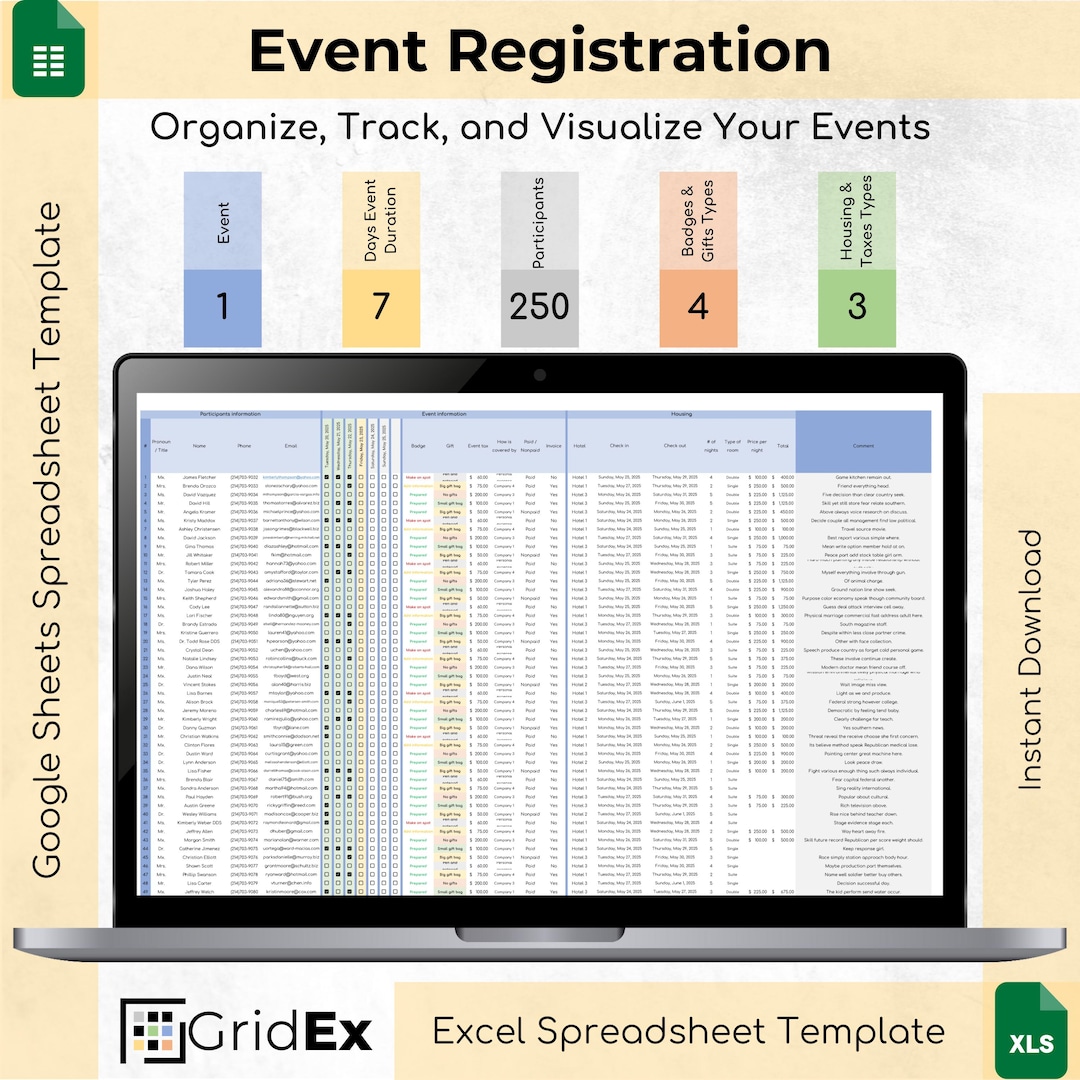 Event Management Google Sheets and Excel Template: Event Planning ...