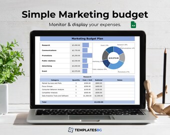 Marketing Budget Excel Template: Business Expense Tracker (Digital Download)