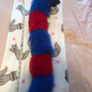 27in fursuit tail red+blue striped