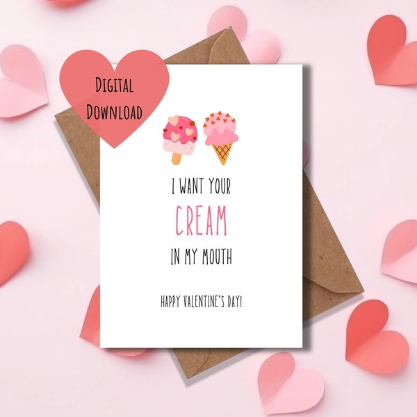 Printable Valentines Day Card, Naughty Valentines Card For Him Boyfriend Husband, Dirty Valentines Day, Sexy Valentines Day, Digital Card