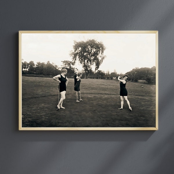 Golf Print Vintage Golf Poster Printable Womens Golf Photo Black and White Print Golf Girl Poster Funny Sports Picture Feminism Wall Art