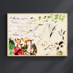 Arte de parede de Edouard Manet, letras ilustradas, arte francesa vintage, pintura em aquarela vitoriana, arte de parede cottagecore, arte única, download digital