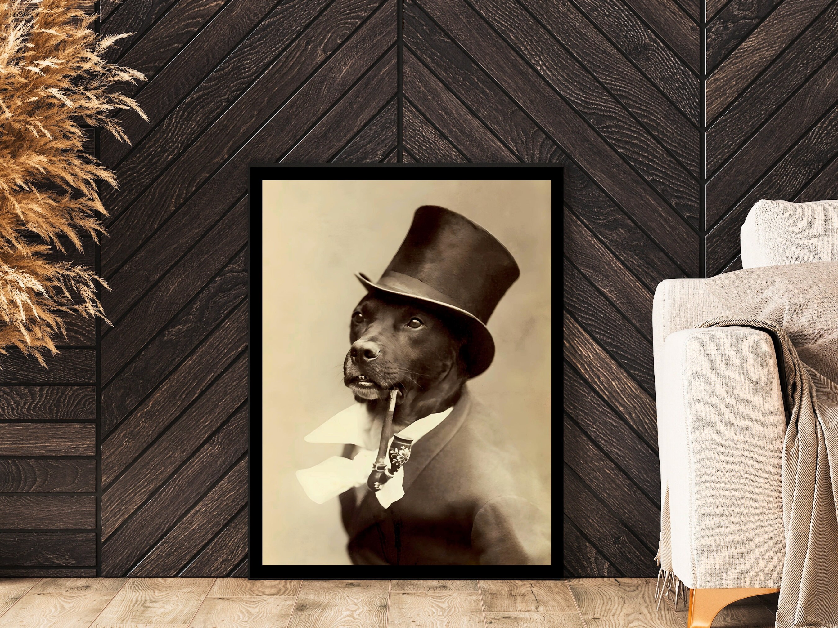Vintage Dog Portrait Wall Art Printable Dog Dressed in Smoking Jacket ...